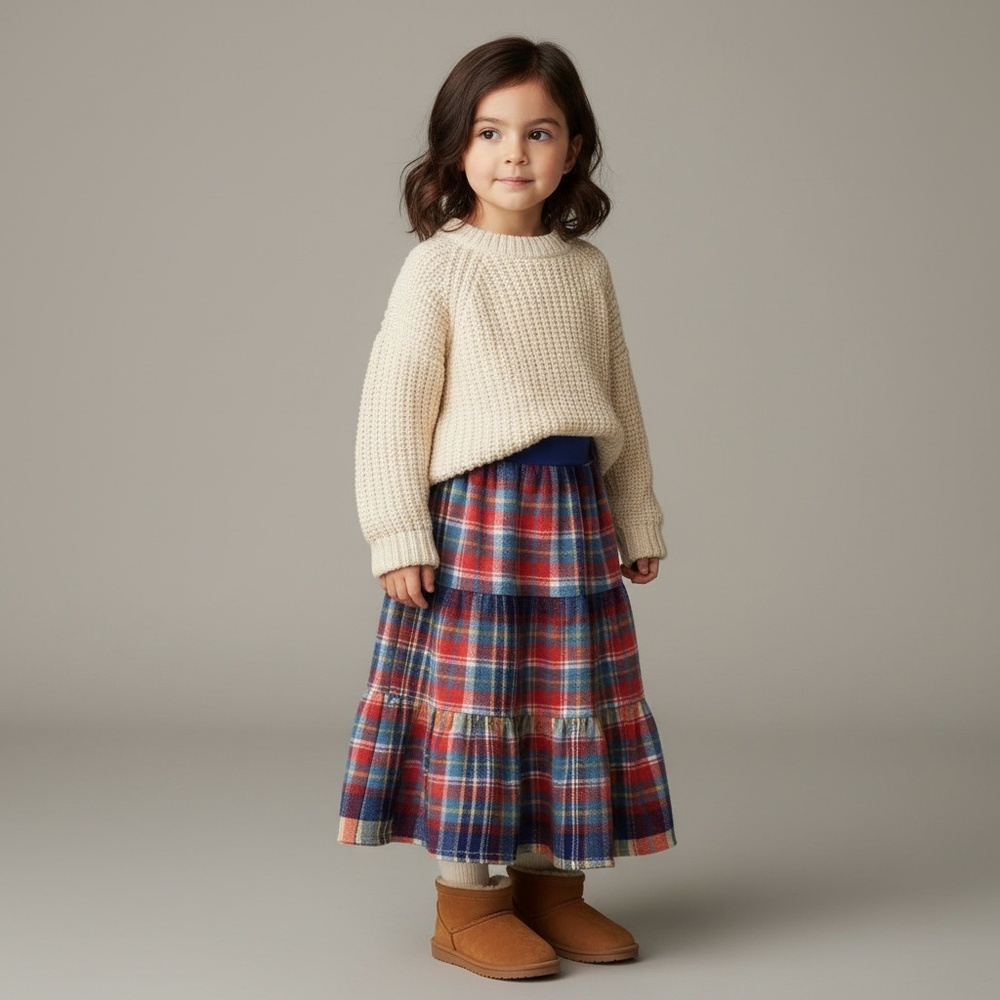 Skirt Flannel Girls 2/3 Maxi Colorful Ruffle Tier 100% Cotton Mom and Pop's Kids